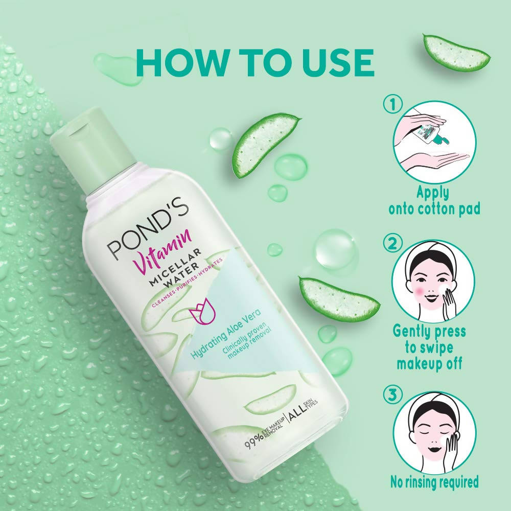 Ponds Vitamin Micellar Water Hydrating Aloe Vera | Grocsy