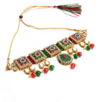 Mominos Fashion Johar Kamal Gold-Polished Brass Finish Meena & Pearls Work Choker For Women | Grocsy