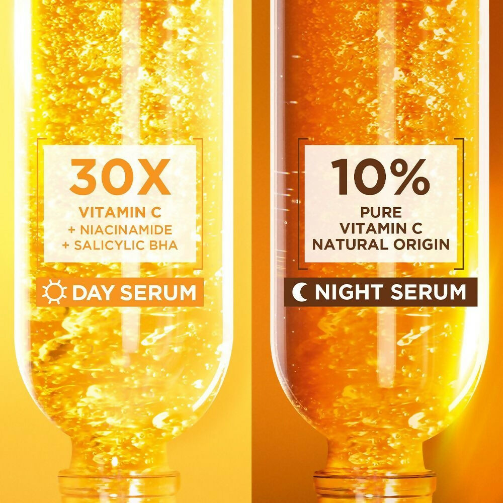Garnier 30X Vitamin C Day + 10% Vitamin C Night Serum Mini Combo - Wake Up to 73% Brighter Skin | Grocsy