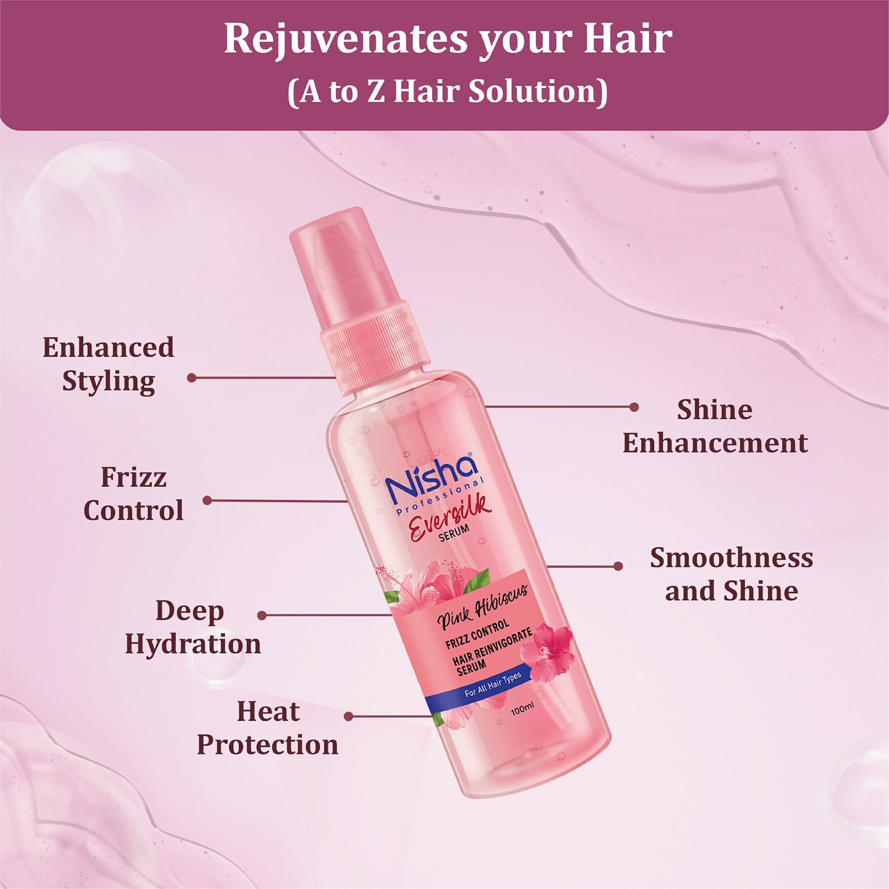 Nisha Hair Serum Eversilk Pink Hibiscus Serum | Grocsy