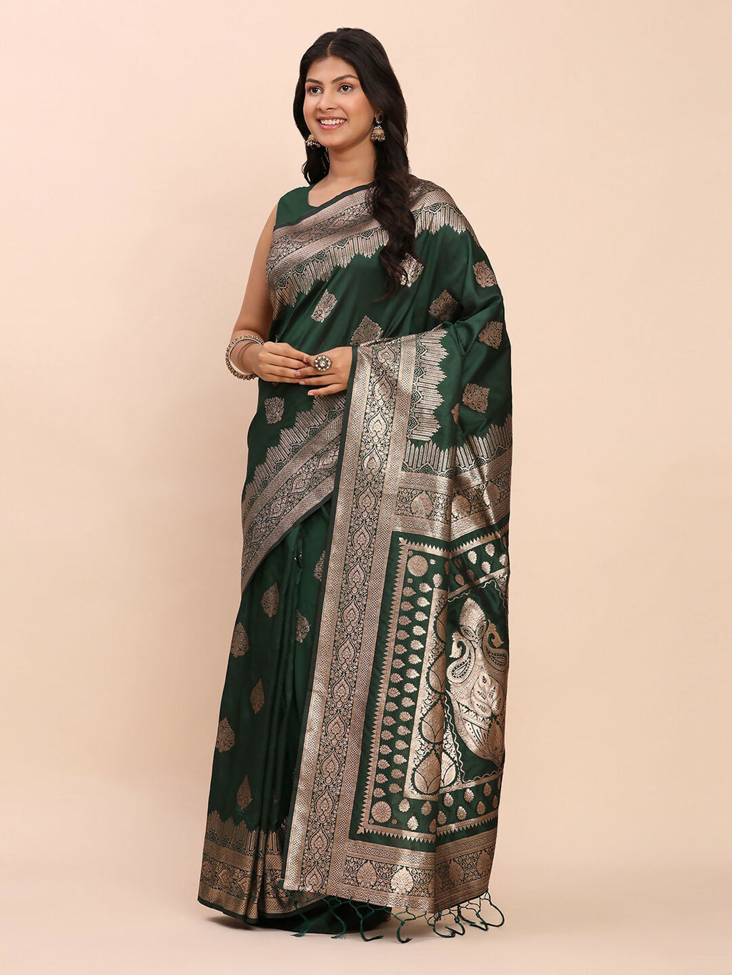 Shree Shyam Fashion Banarasi Silk Green Saree | Grocsy