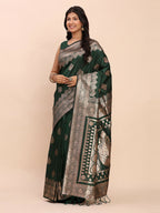 Shree Shyam Fashion Banarasi Silk Green Saree | Grocsy