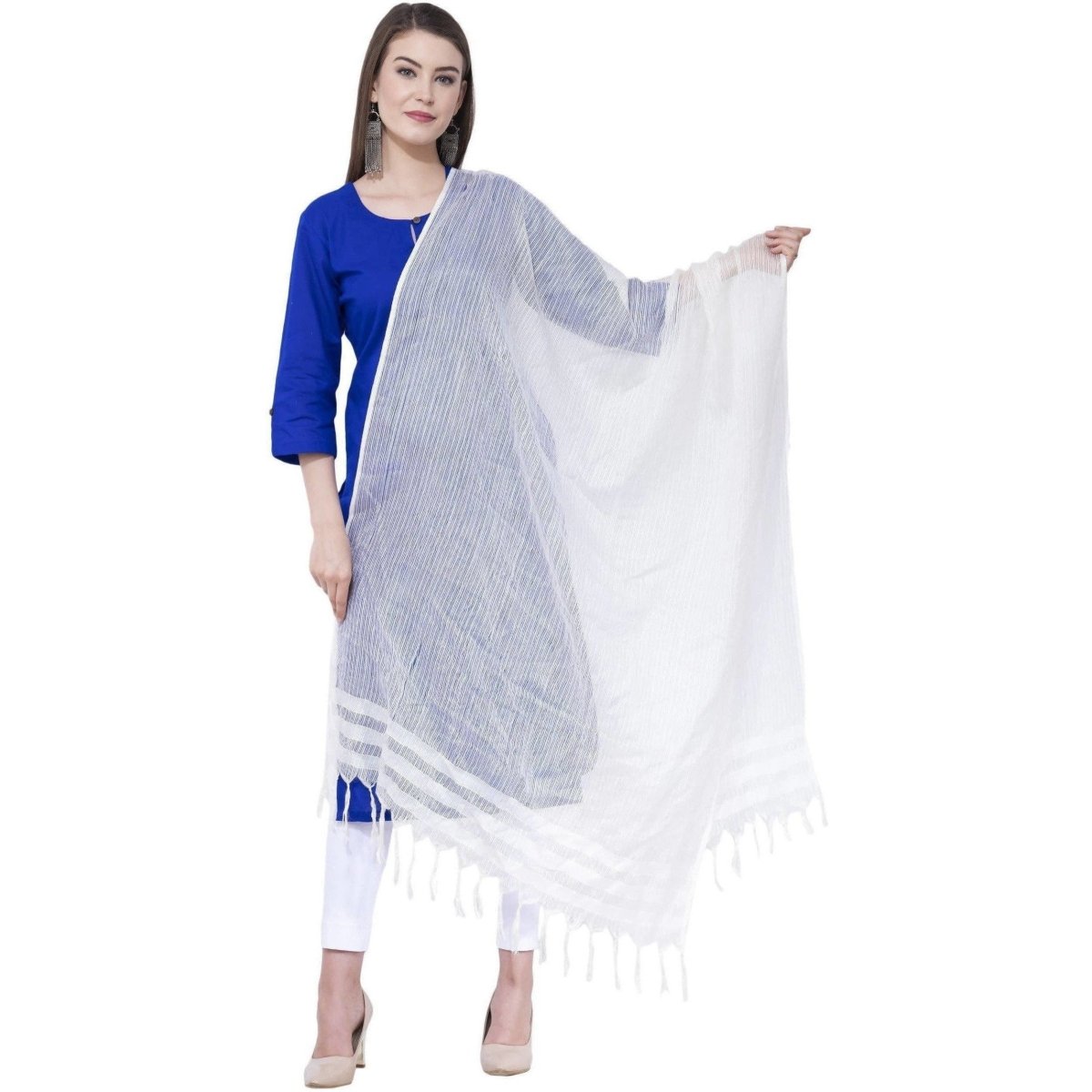 A R Silk White Color Kota Cotton Cota Cotton Dupattas and Chunnis | Grocsy