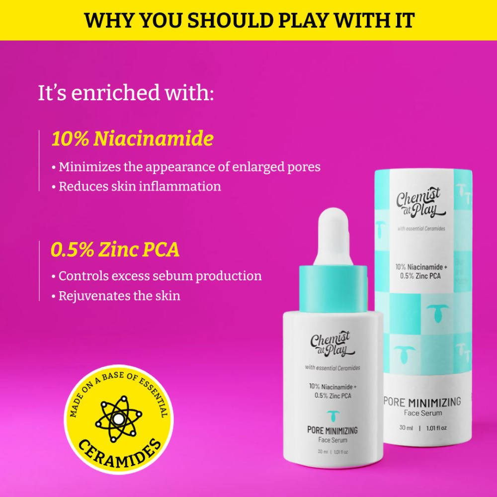 Chemist At Play Pore Minimizing Face Serum For Oily Skin with Visible Pores, Controls Excess Sebum, Oil Production | Grocsy