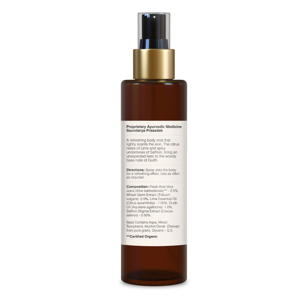 Forest Essentials Scented Body Mist Lime Saffron & Oudh | Grocsy