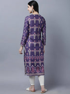 Myshka Women Purple Ethnic Motifs Printed Kurta | Grocsy