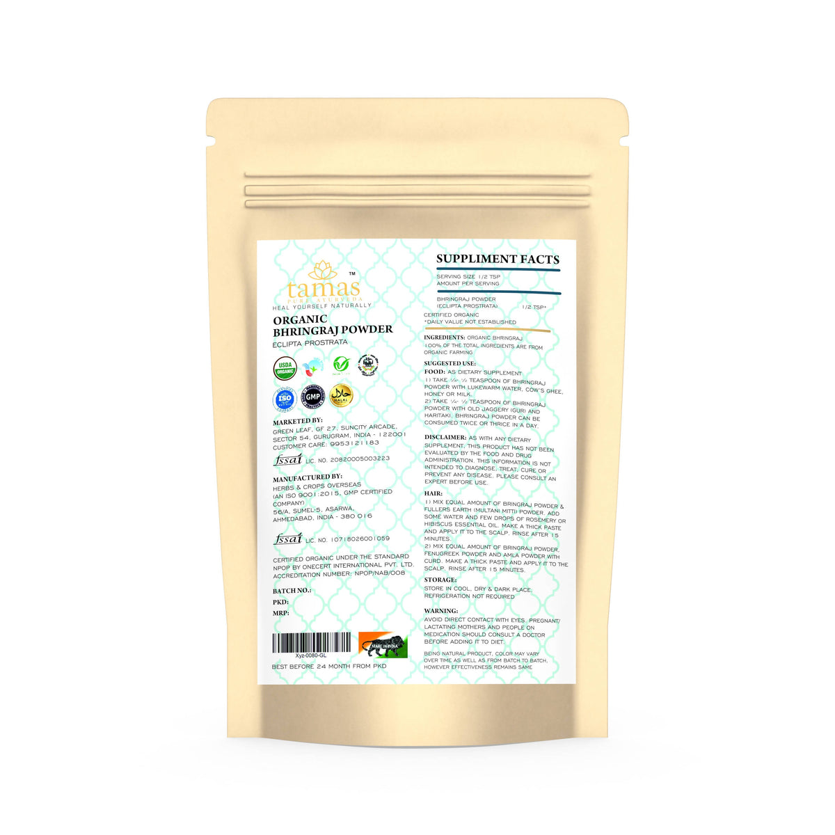 Tamas Pure Ayurveda Superfood Organic Bhringraj Powder | Grocsy