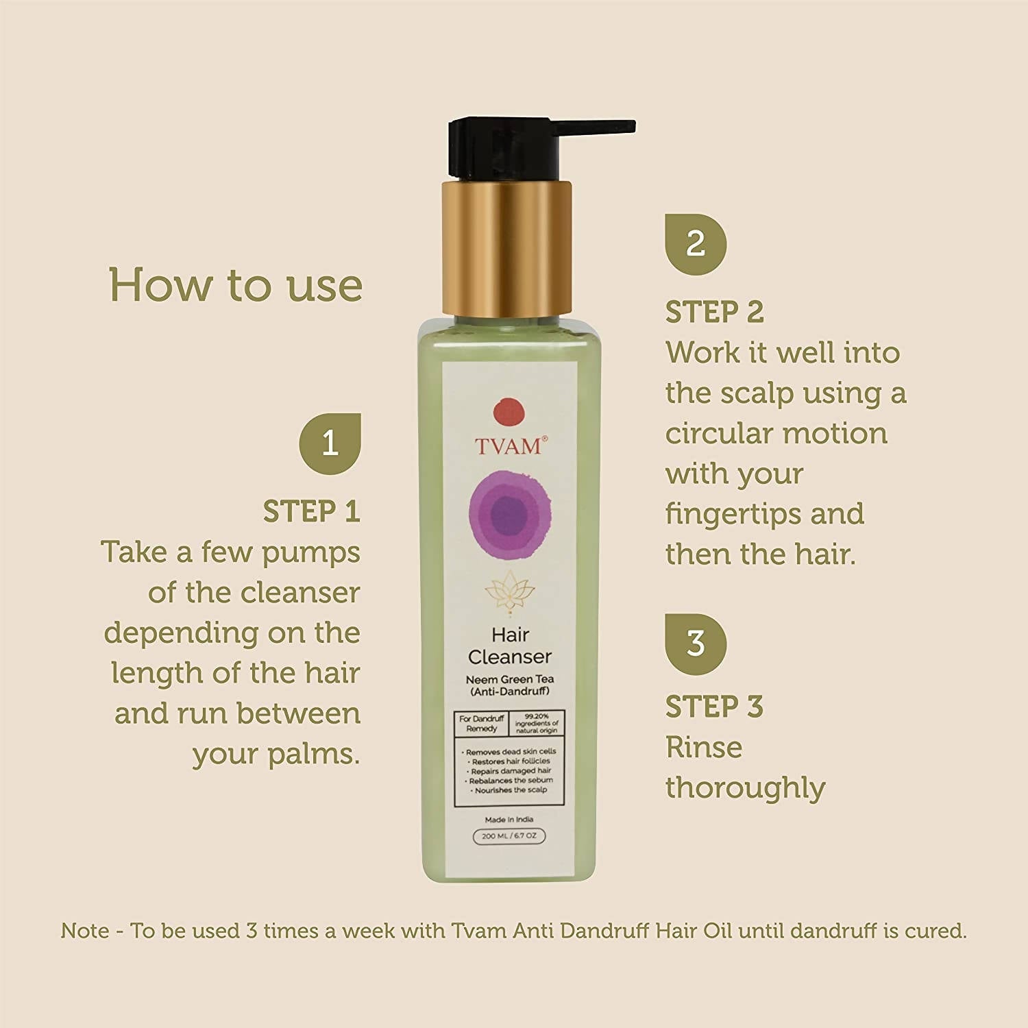 Tvam Neem & Green Tea Anti-Dandruff Hair Cleanser | Grocsy
