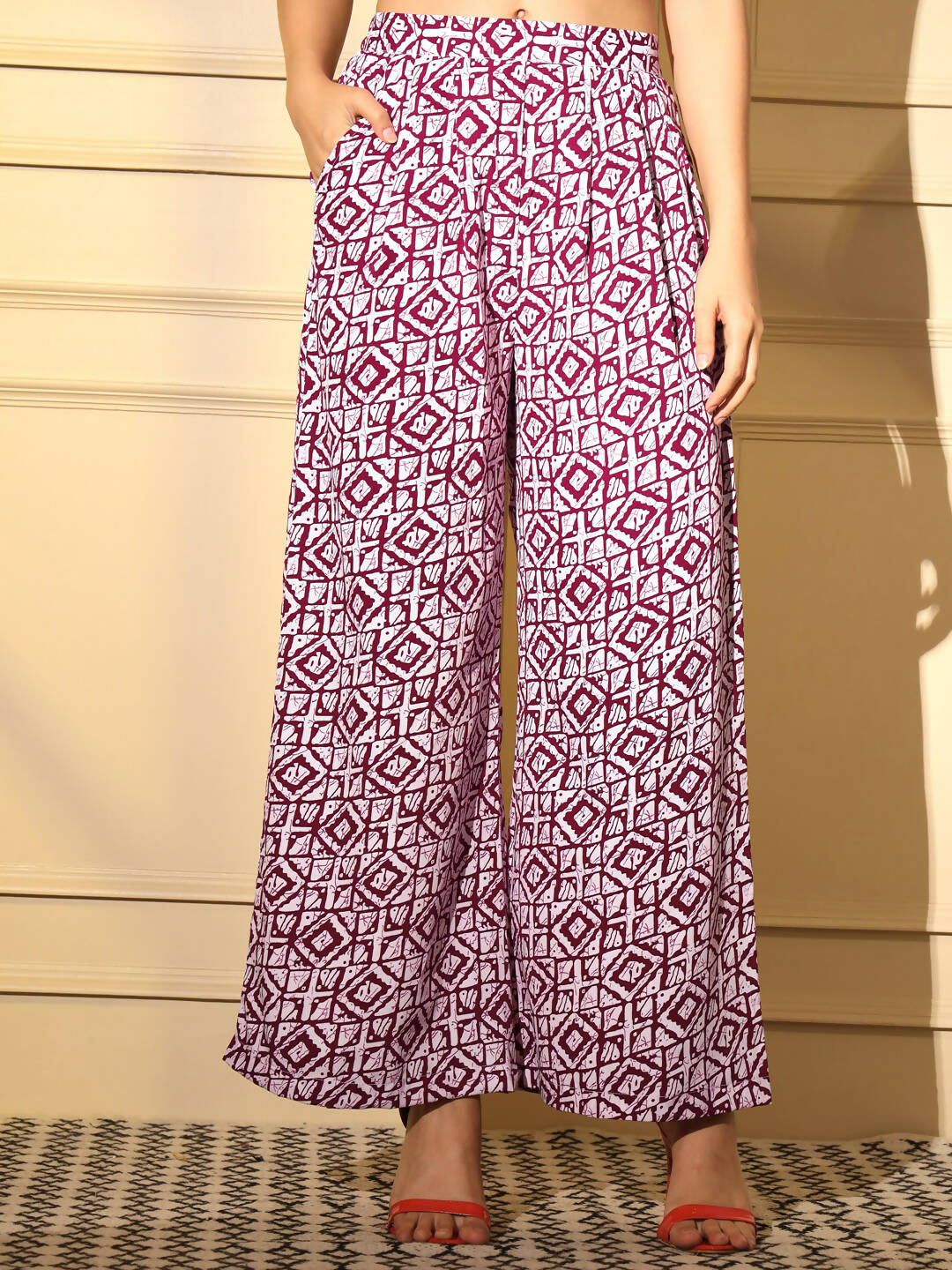 Pink Crepe Digital Printed Top With Matching Trouser - Shivani | Grocsy