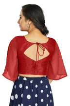 Aastha Fashion Women's Women's Red Art Silk Umbrella Sleeves Readymade Blouse | Grocsy