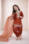 Teeya Creation New Kids Trendy Wedding Wear Traditional Kurta Salwar Set-Orange | Grocsy