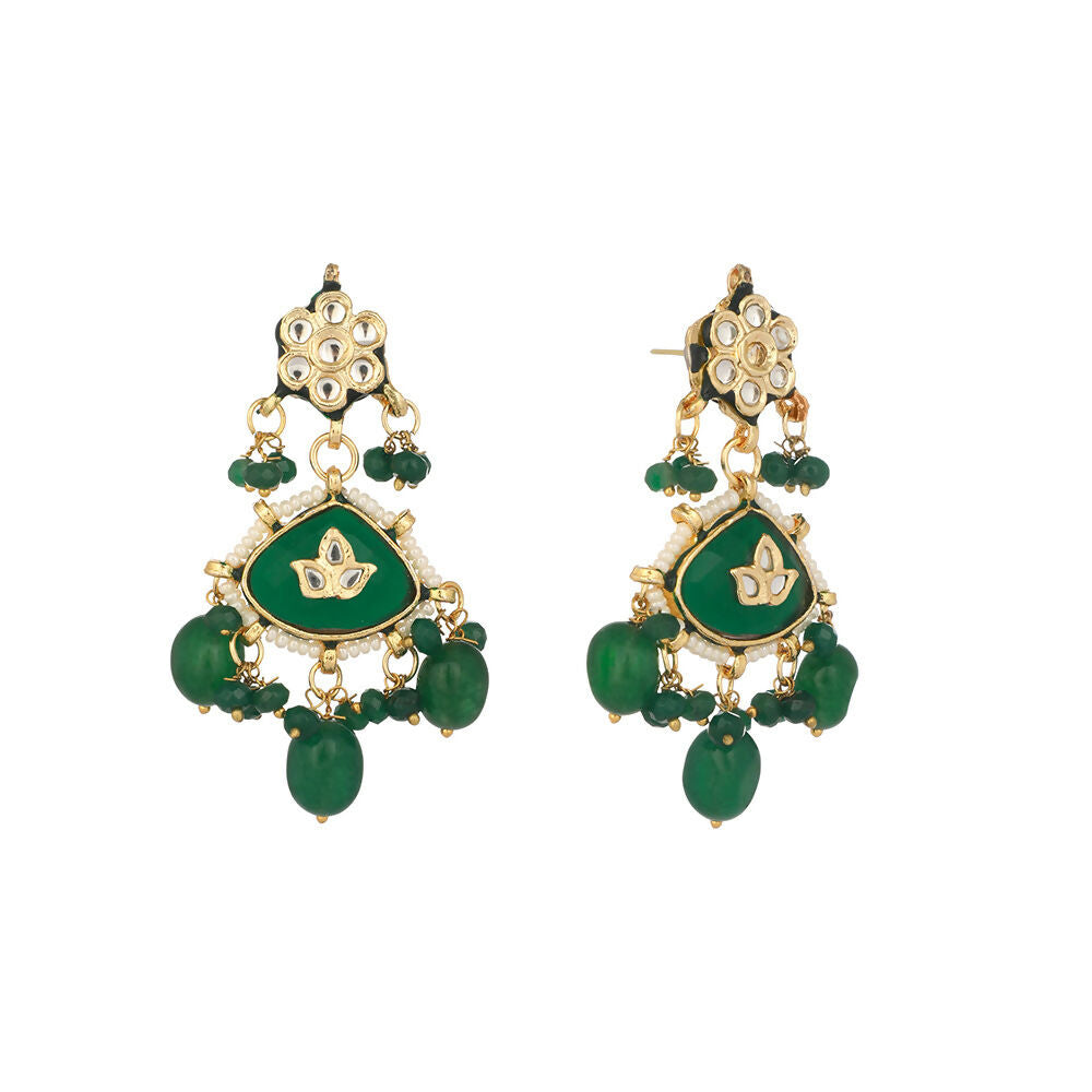 Nuyug 22K Gold Plated Arc Kundan Ruby Drops Necklace | Grocsy