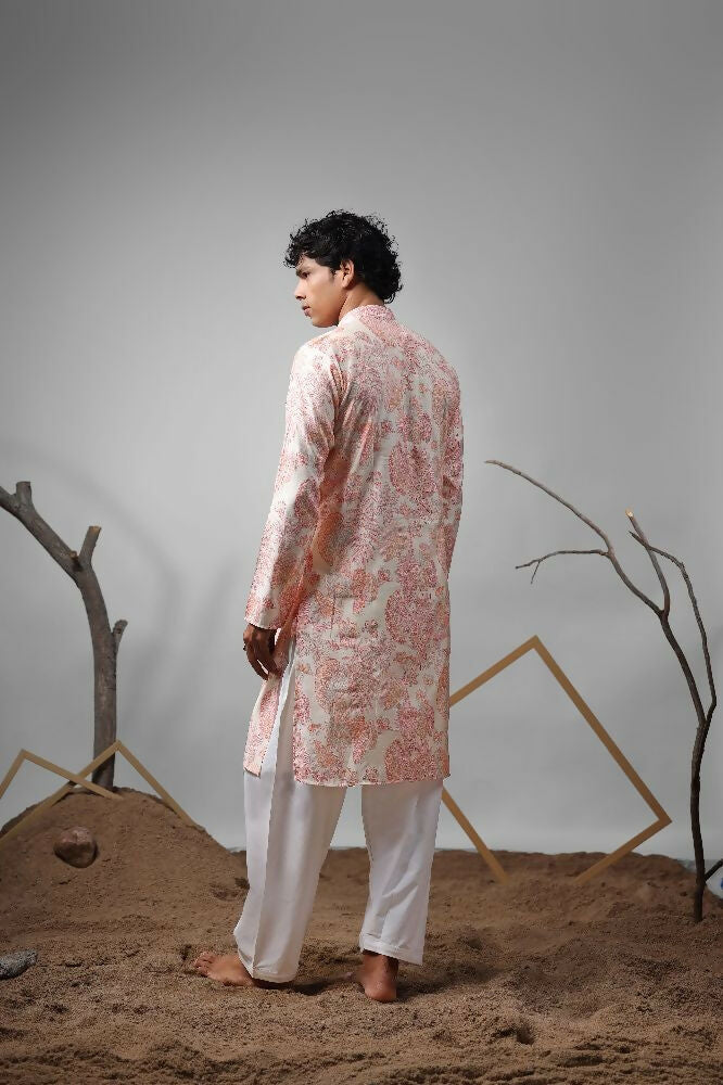 Pink Modal Designer Printed Kurta Set - Mahotsav | Grocsy
