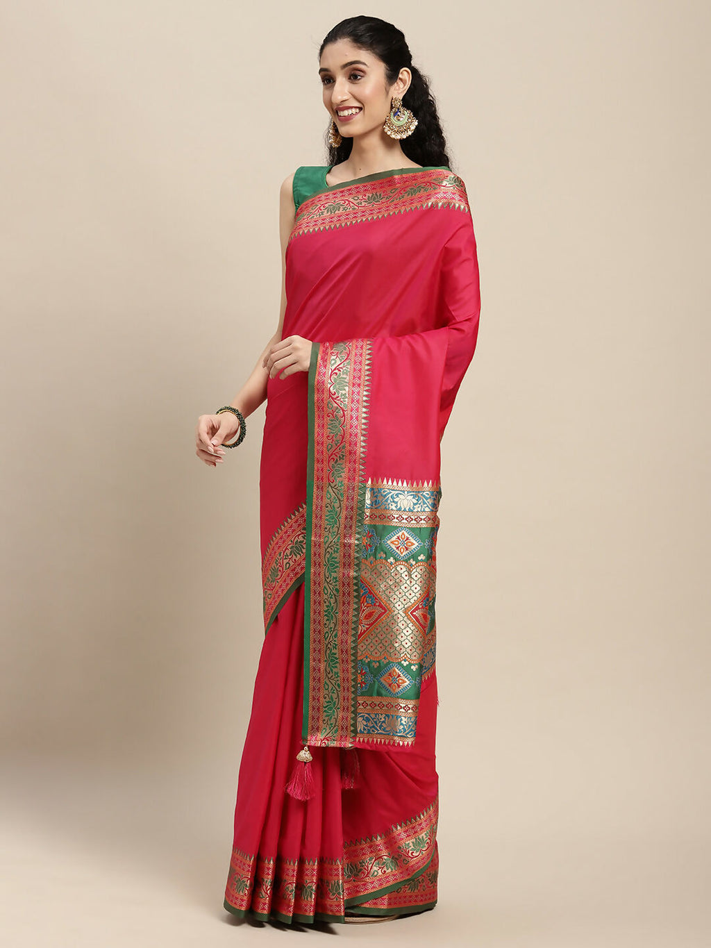 Shree Shyam Fashion Silk Blend Maroon Saree | Grocsy