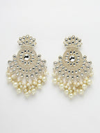 NVR Women Gold-Polished Kundan Chandbali Earrings | Grocsy