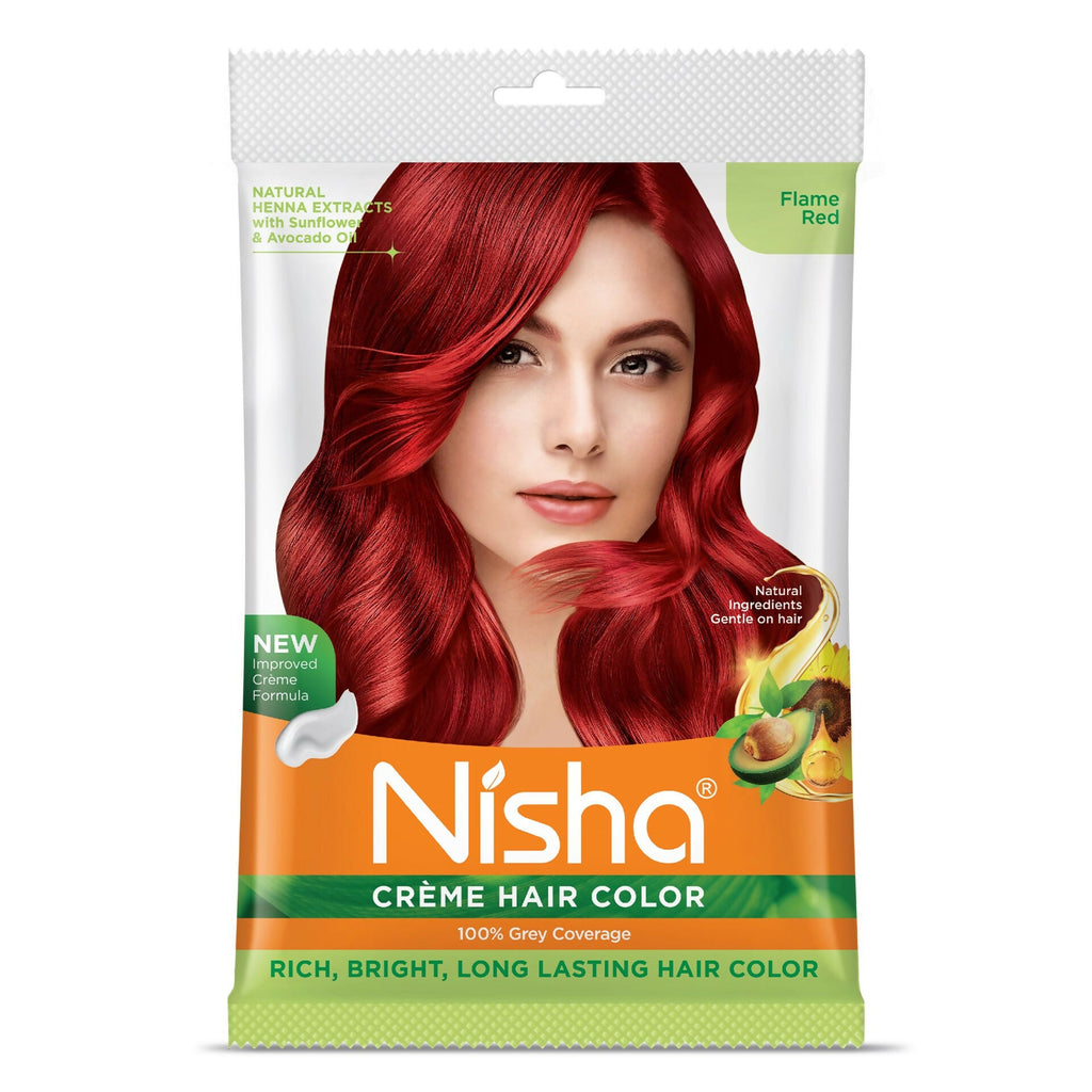 Nisha Creme Hair Color for Women - Flame Red | Grocsy