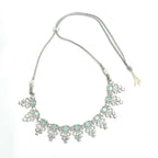 Mominos Fashion Johar Kamal Silver-Plated American Diamond Pista Green Choker Set | Grocsy
