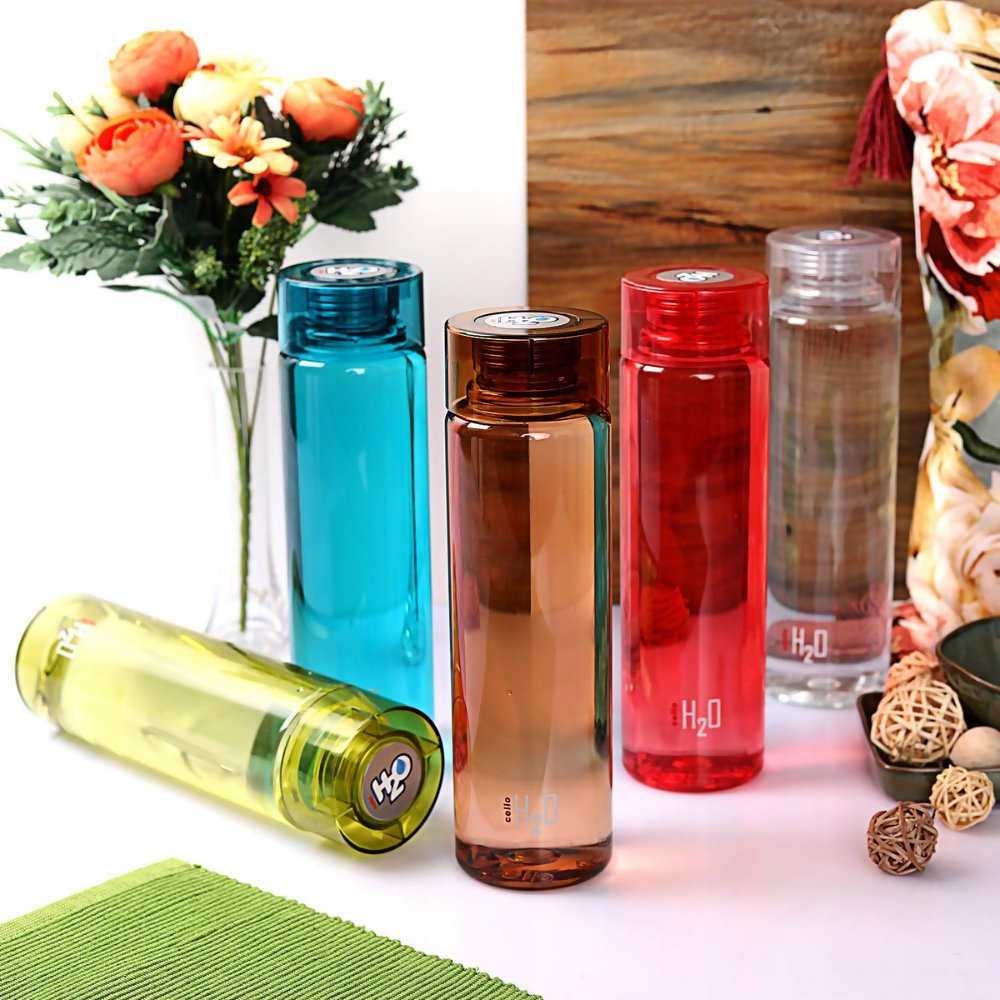 Cello H2O Round Unbreakable Plastic Water Bottle Premium Edition | Grocsy