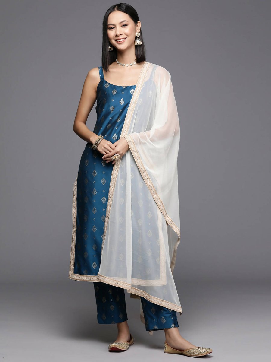 Ahalyaa Women's Traditional wear Kurta Set - Blue | Grocsy