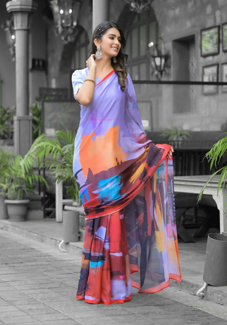 stylish Casual Multi Imported georgette Ready to Wear Fancy Saree - Ashwini | Grocsy