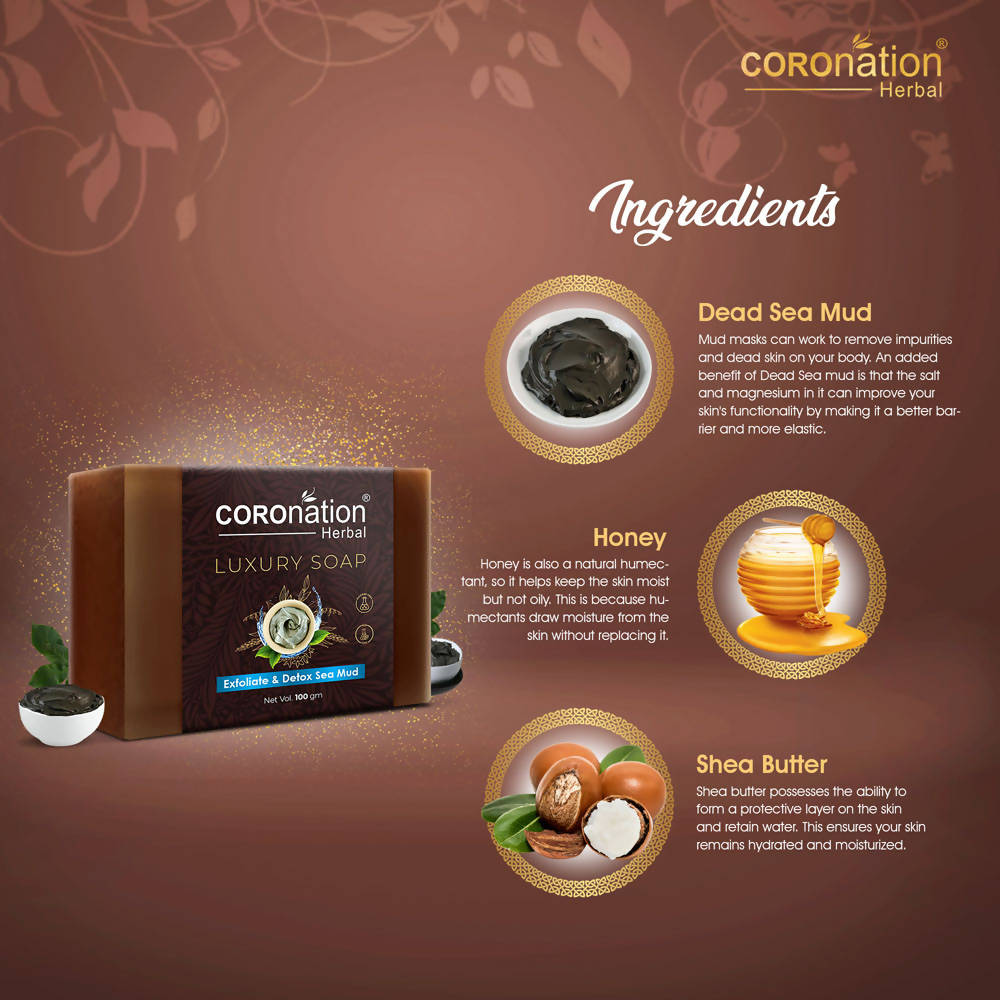 Coronation Herbal Exfoliate & Detox Dead Sea Mud Luxury Soap | Grocsy