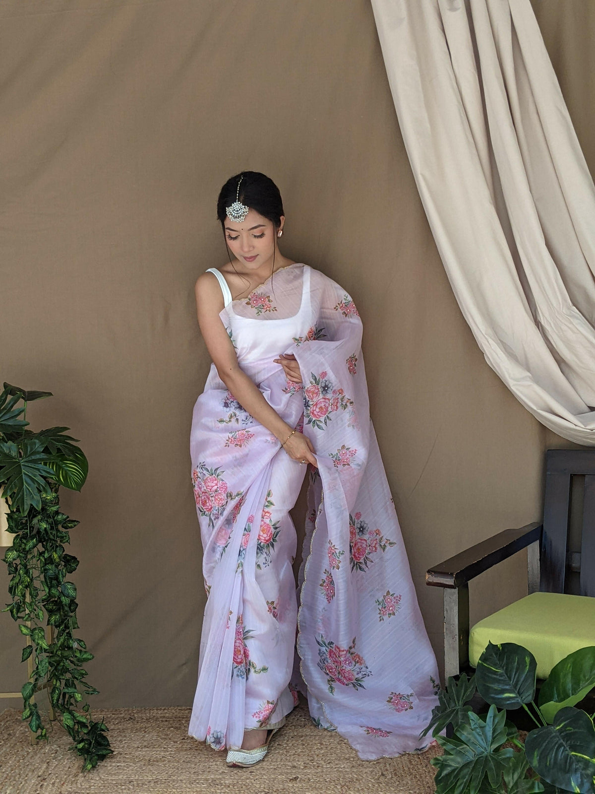 Vamsee Khadi Khatali Pink Khadi Organza Saree | Grocsy