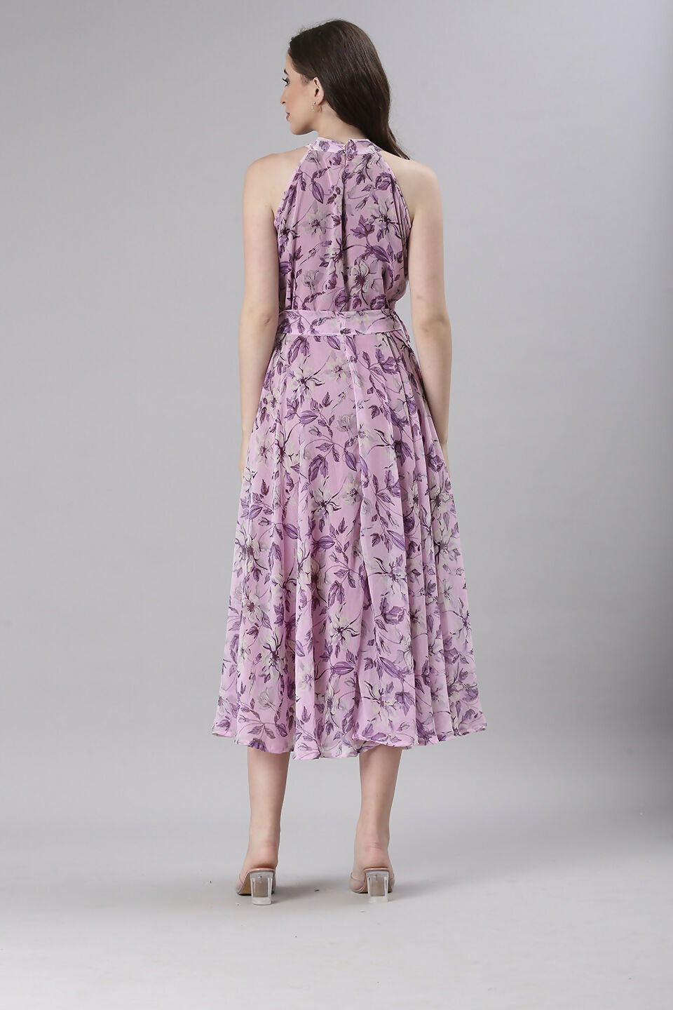 Souchii Lavender Floral Chiffon Dress -Souchii | Grocsy