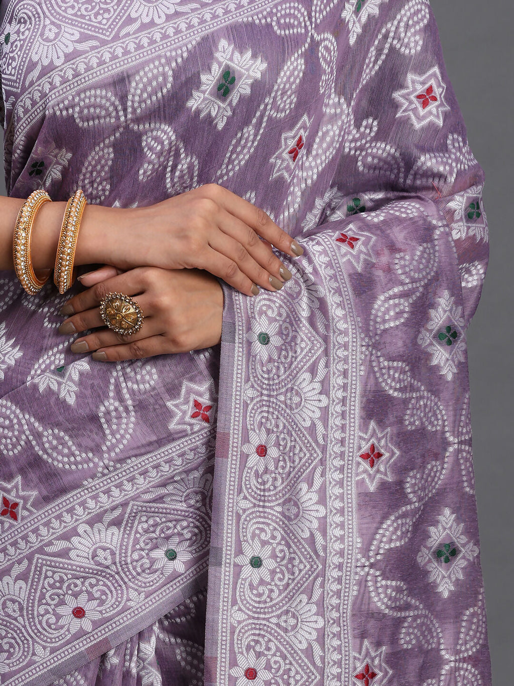 Shree Shyam Fashion Linen Cotton Violet Saree | Grocsy