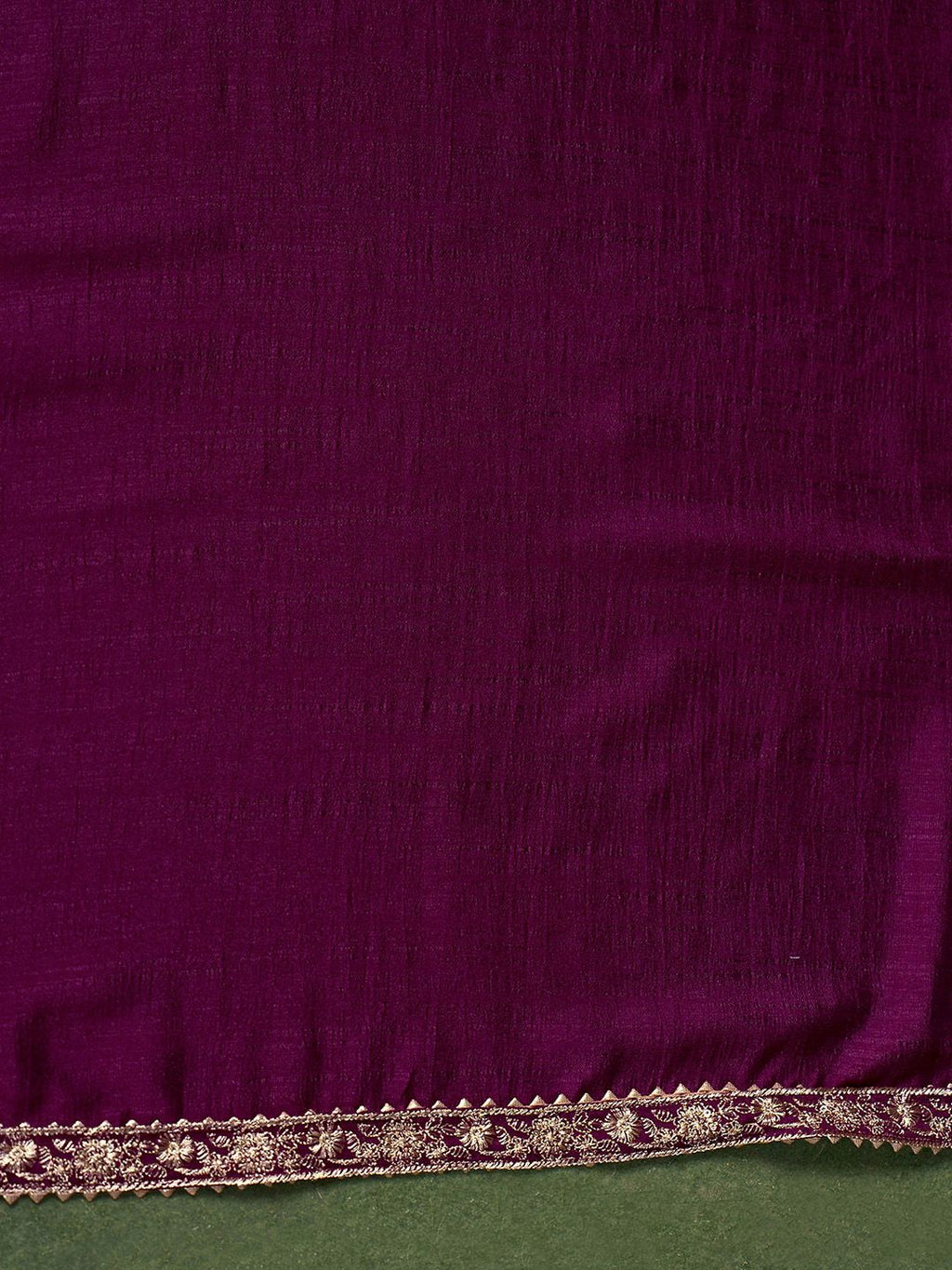 Sangria Floral Embroidered A-Line Kurta & Trousers With Dupatta | Grocsy