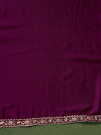 Sangria Floral Embroidered A-Line Kurta & Trousers With Dupatta | Grocsy