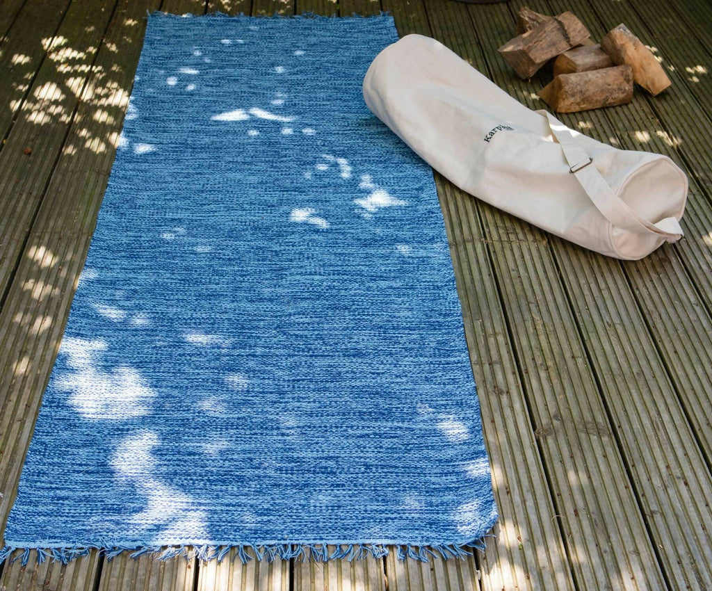 Karpasa London Handmade Yoga Mat Blue Organic Cotton | Grocsy