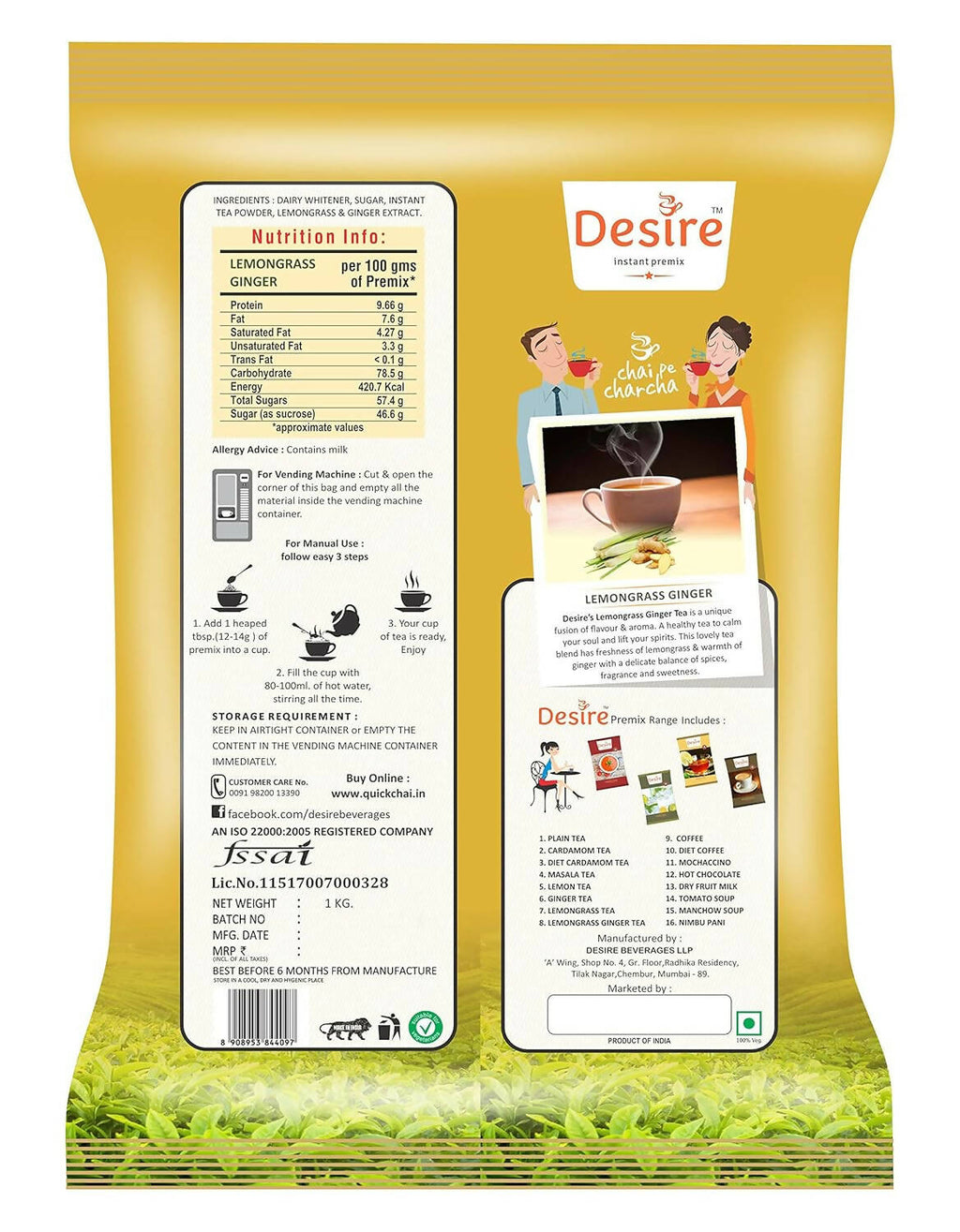 Desire Lemon Grass Ginger Tea Instant Premix | Grocsy