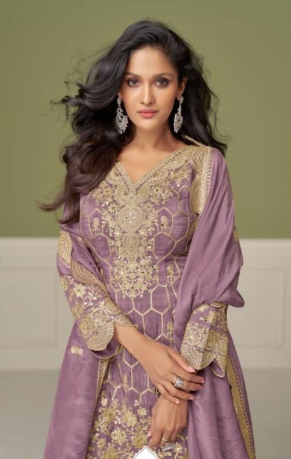 Anaita Purple Real Shimmer Readymade Suit with Embroidery & Real Mirror Work | Grocsy
