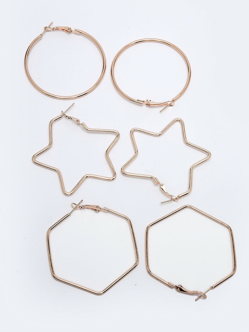 NVR Women Gold-Toned Geometric Hoop Earrings | Grocsy