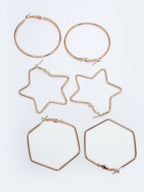 NVR Women Gold-Toned Geometric Hoop Earrings | Grocsy