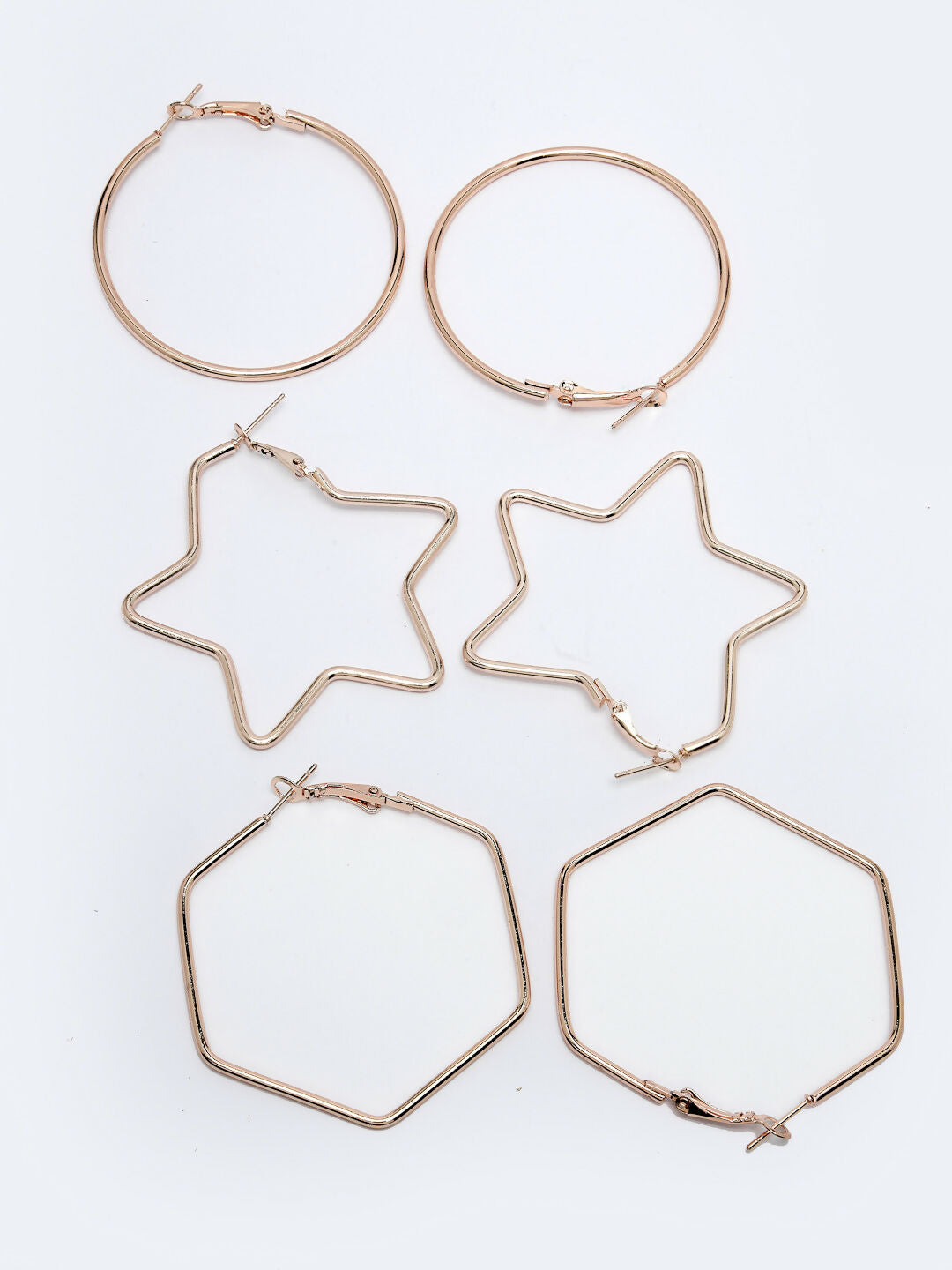 NVR Women Gold-Toned Geometric Hoop Earrings | Grocsy