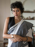 Suta White Woven Design Cotton Blend Saree | Grocsy