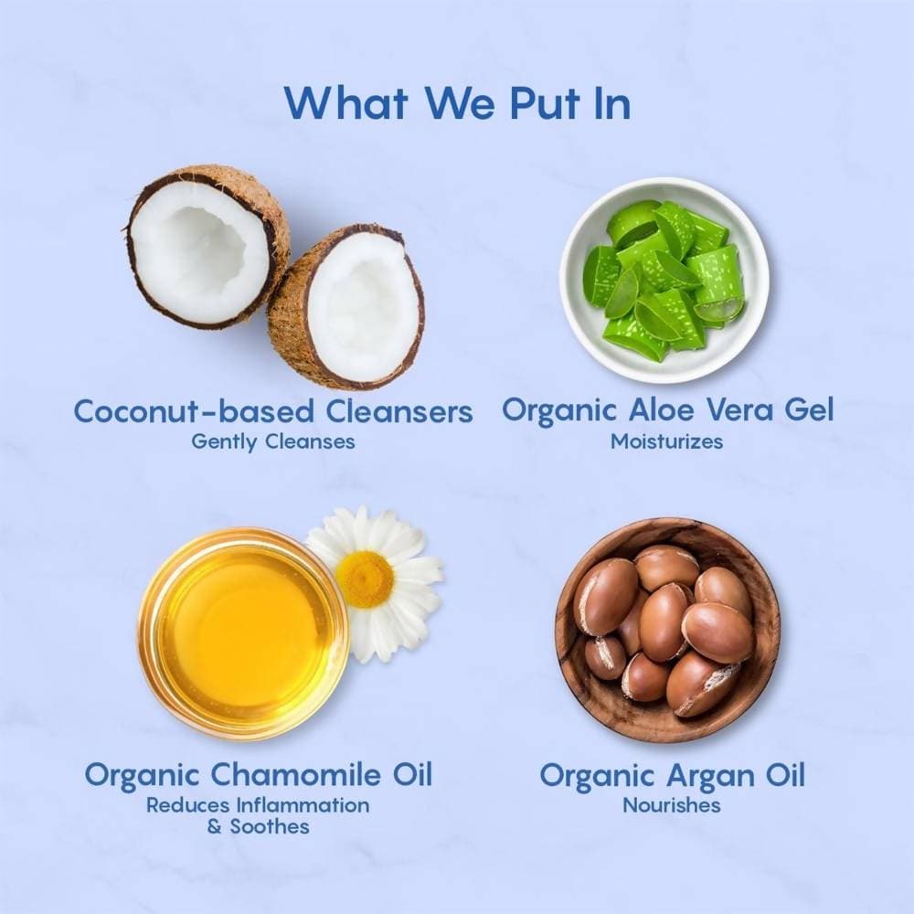 The Moms Co Natural Baby Wash with Coconut-based Cleansers & Chamomile Oil to Gently Clean, Calm & Soften the Skin | Grocsy
