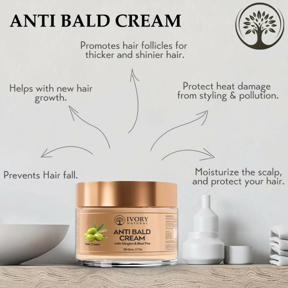 Ivory Natural Bald Cream For Hair For Stimulate Growth Of Hair, Avoid Thinning | Grocsy