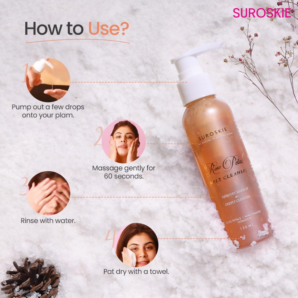 SUROSKIE Rose Petals Melt Cleanser 2-In-1 Face Wash & Makeup Remover | Grocsy