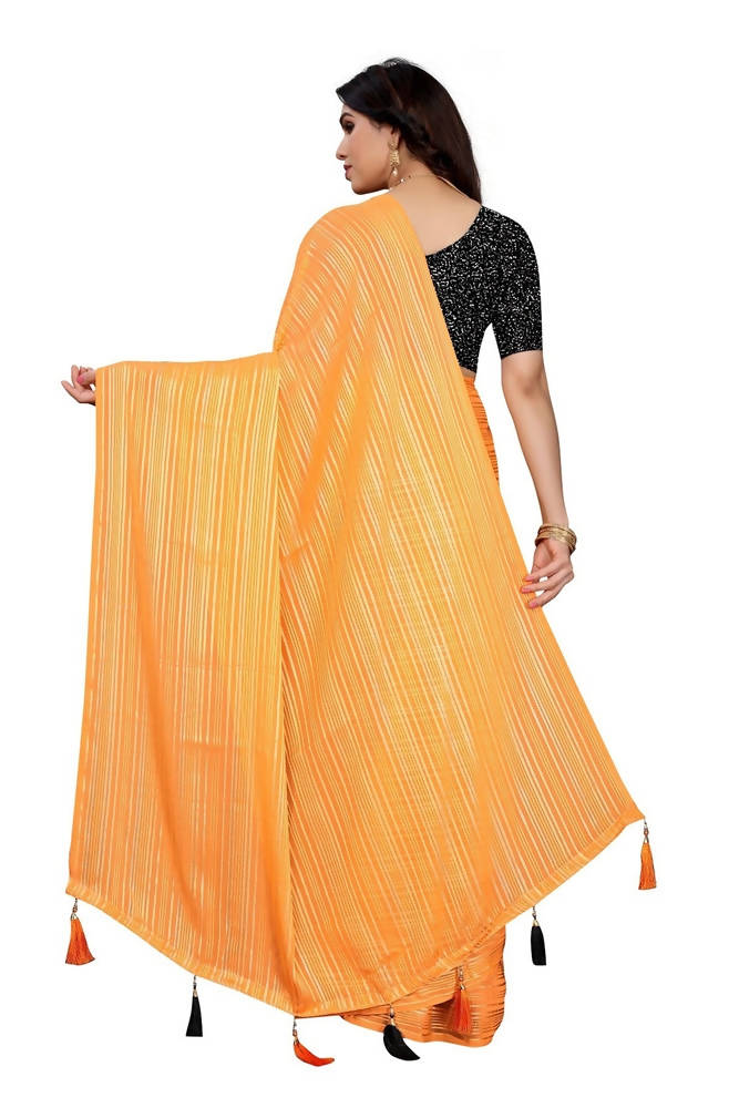 Vamika Orange Georgette Seqence Saree (Riva Orange) | Grocsy