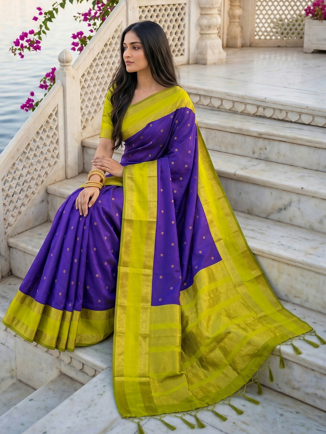 Shree Shyam Fashion Navy Blue Silk Blend Saree | Grocsy