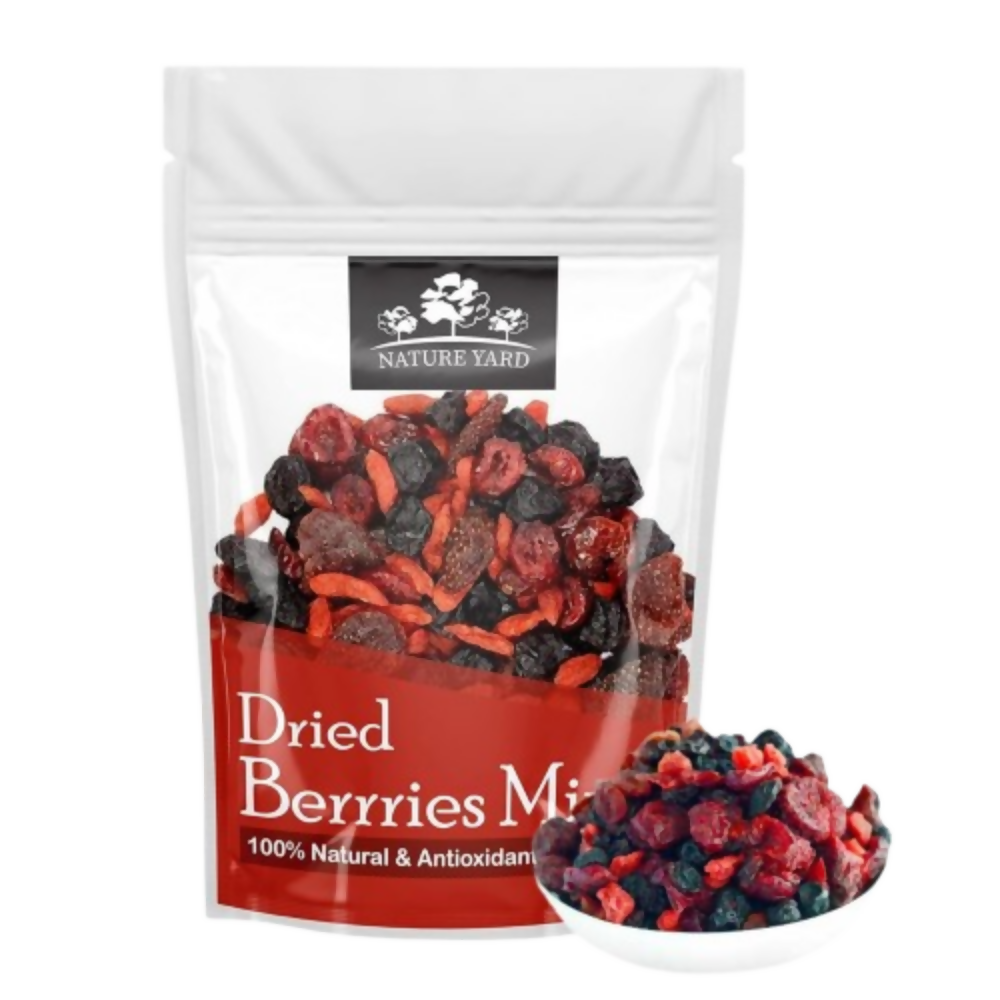 Nature Yard Berries mix without sugar - Mix of Dried Cranberry, Blueberry, Goji berry & Strawberry Dry fruits | Grocsy