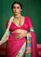 Joban Fashion Tushar Silk Pink Colored With Zari Border And Designer Pallu Saree | Grocsy