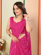 Pink Georgette Designer Printed Ready To Wear Saree - Elite | Grocsy