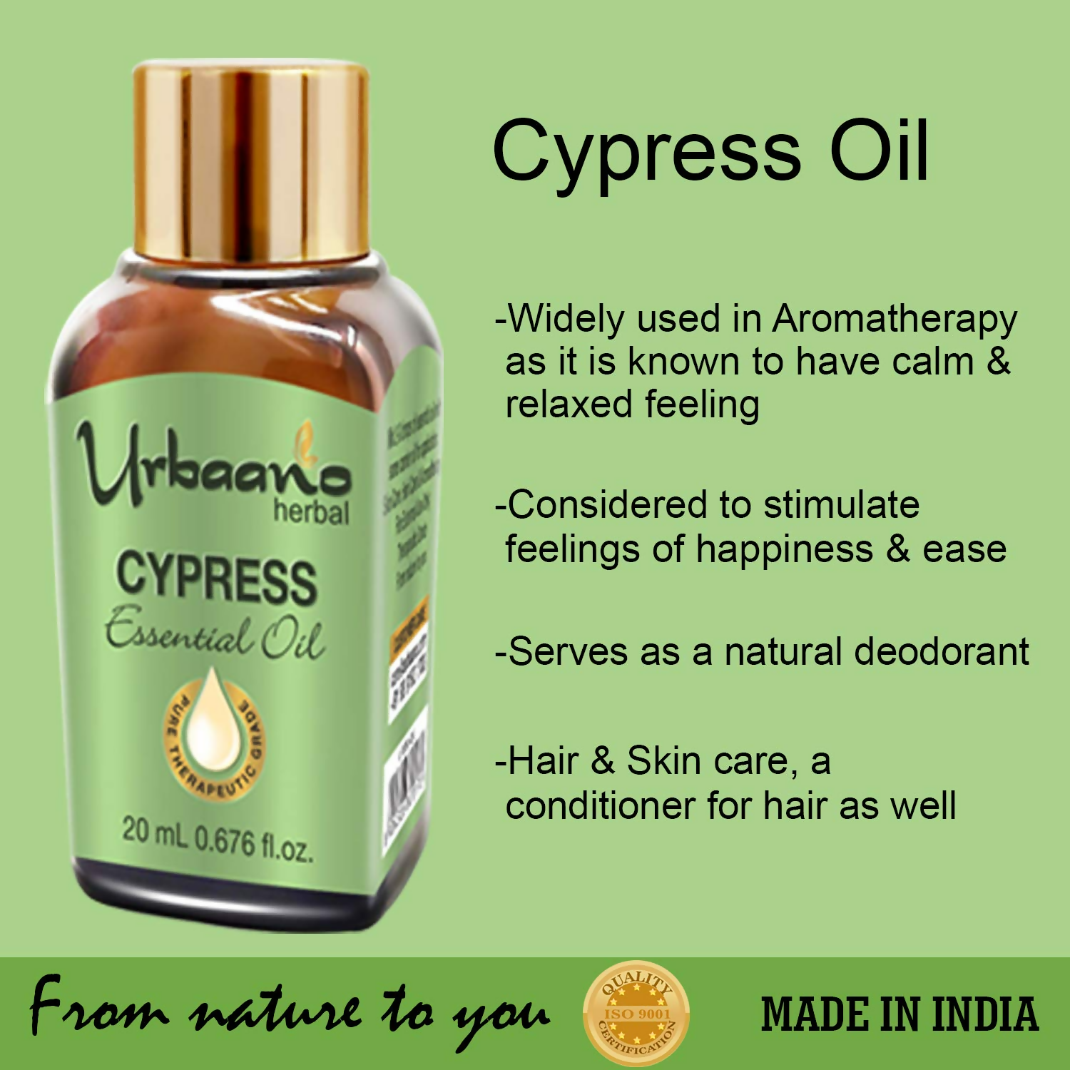 Urbaano Herbal Cypress Essential Oil | Grocsy