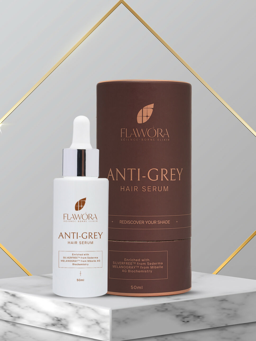 Flawora Set of Anti-Grey Hair Serum, Anti Acne Serum and Golden Glow Face Serum | Grocsy