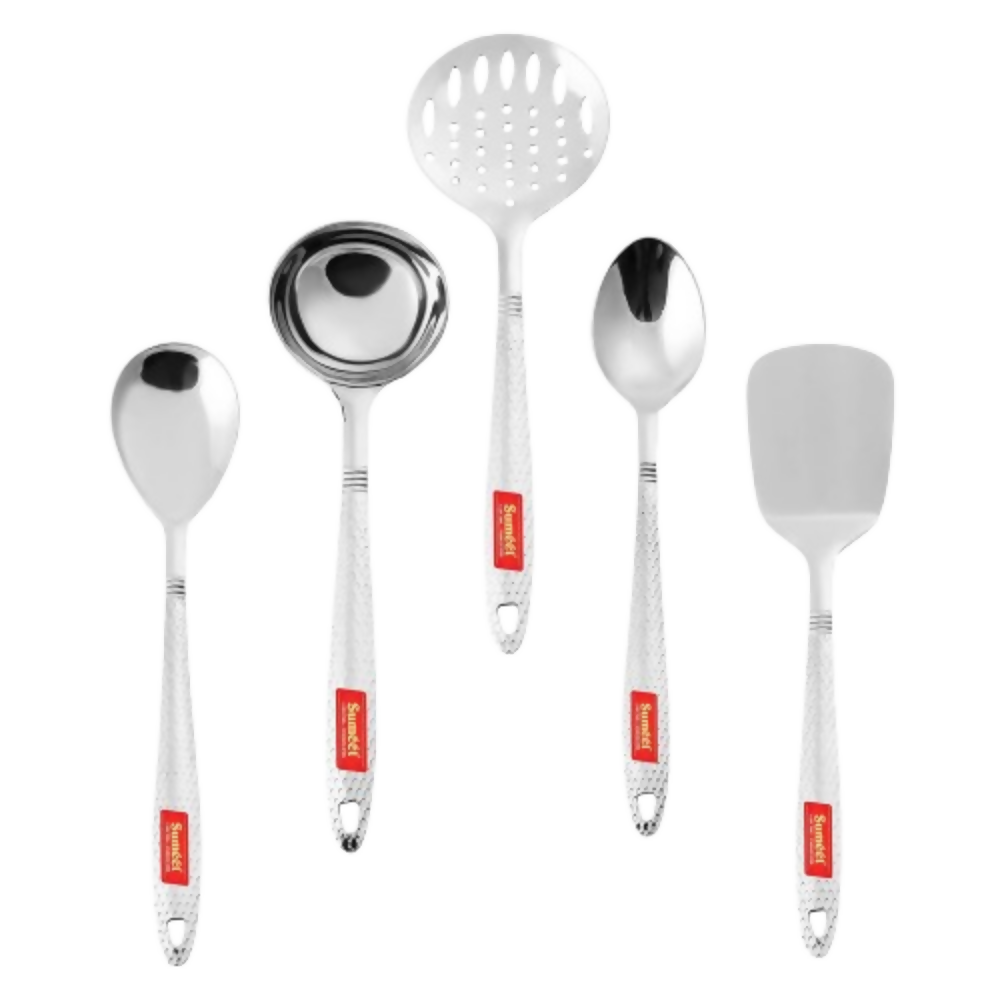 Sumeet Stainless Steel Big Serving and Cooking Spoon Set | Grocsy
