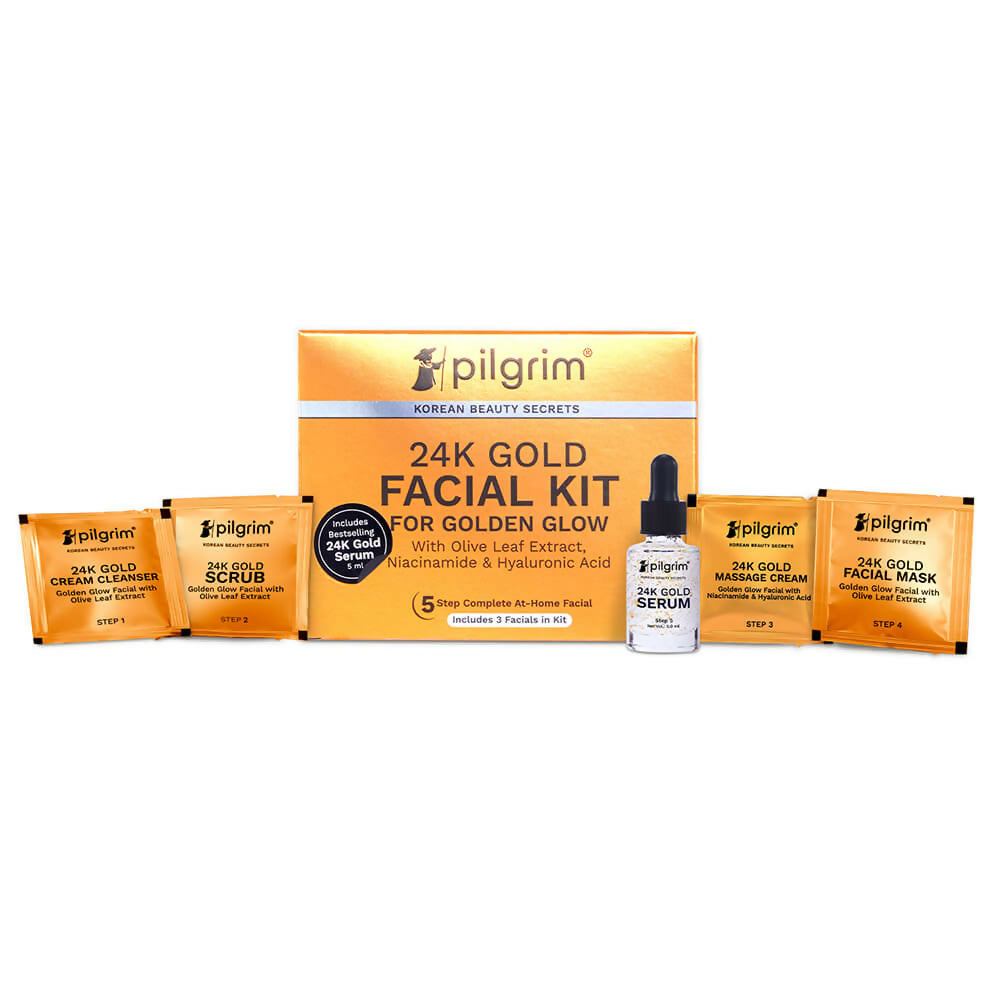 Pilgrim 24K Gold Facial Kit For Golden Glow | Grocsy