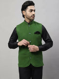 Even Apparels Pure Wool Nehru Jacket - Green | Grocsy